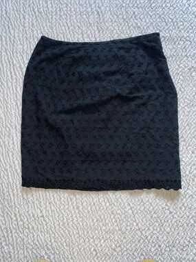 Tessa Kim Black Pencil Skirt with Lace Hem